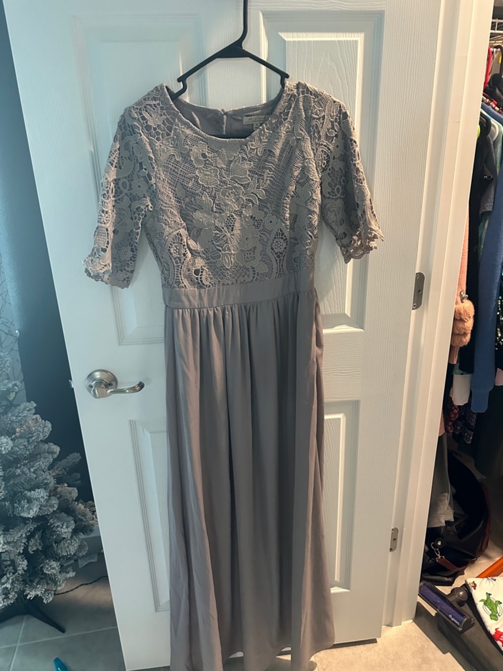 Polagram Lace Bodice Maxi Dress in Dusty Lavender